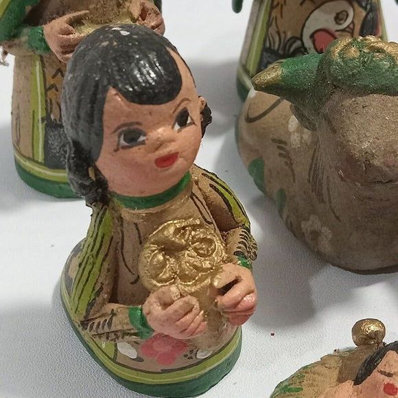 Mexican Hand Painted Clay Pottery Folk Art Nativity Sets Hecho en Mexico - Picture 5 of 10